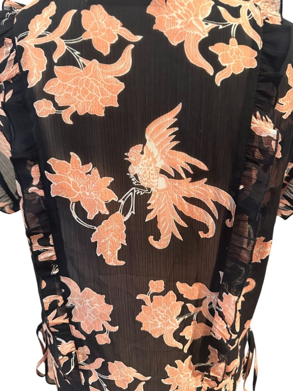 SCOTCH & SODA Black Pink Bird Floral Sheer Top Size XS - Picture 8 of 8